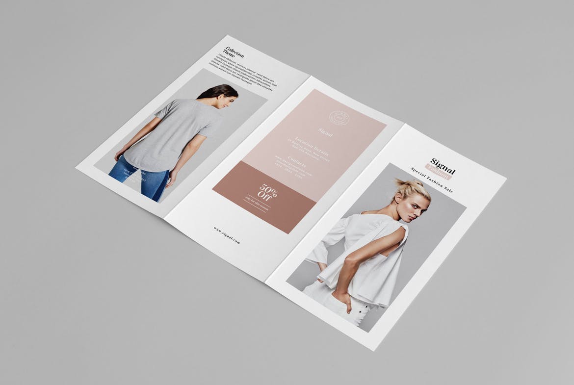 时尚行业三折页宣传页设计模板 Fashion Trifold Brochure插图(3)