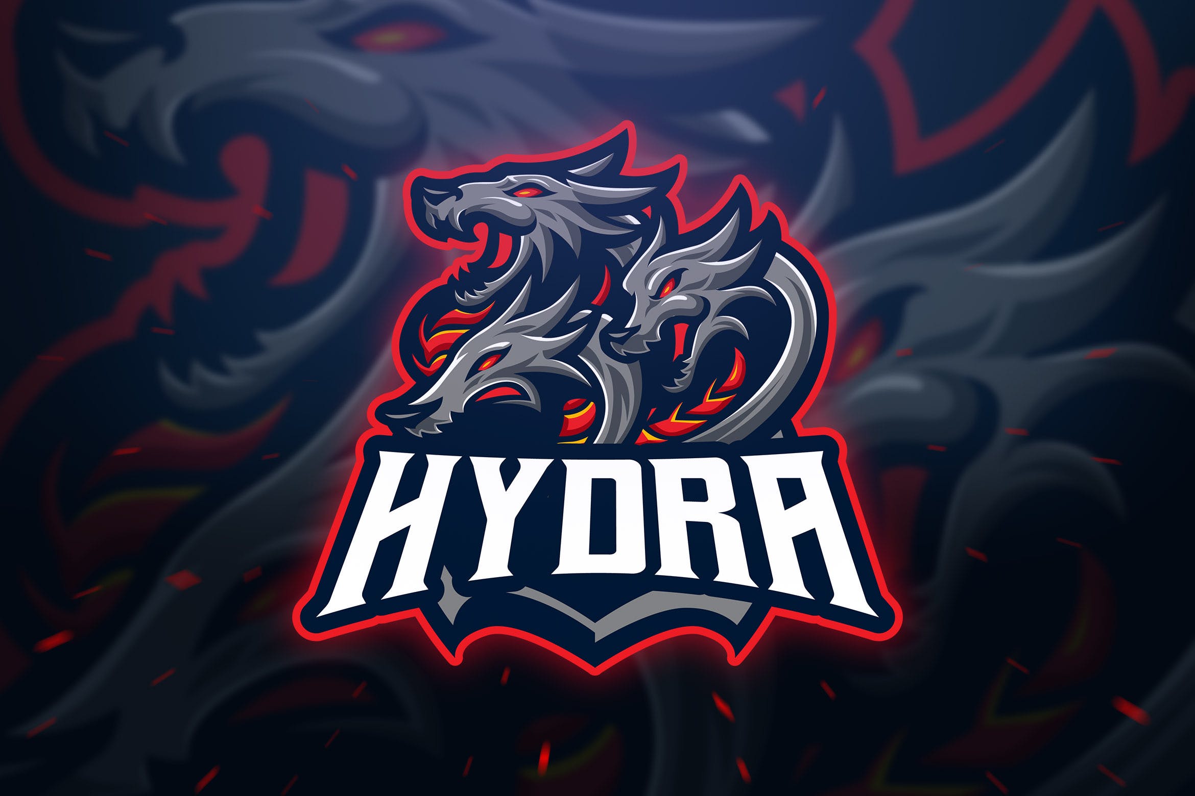 九头蛇电子竞技战队Logo设计模板 Hydra Sport and Esport Logo Template插图