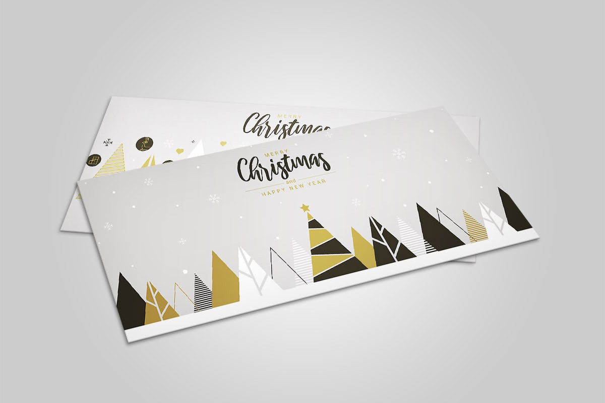 扁平设计风格创意圣诞节贺卡设计模板 Flat design Creative Christmas greeting card插图(3)
