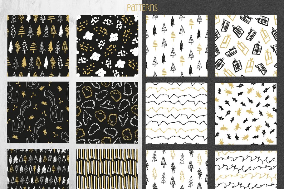 圣诞节主题设计项目设计套件[元素/纹理/模板] Holly Jolly Collection-Patterns Pro插图(3)
