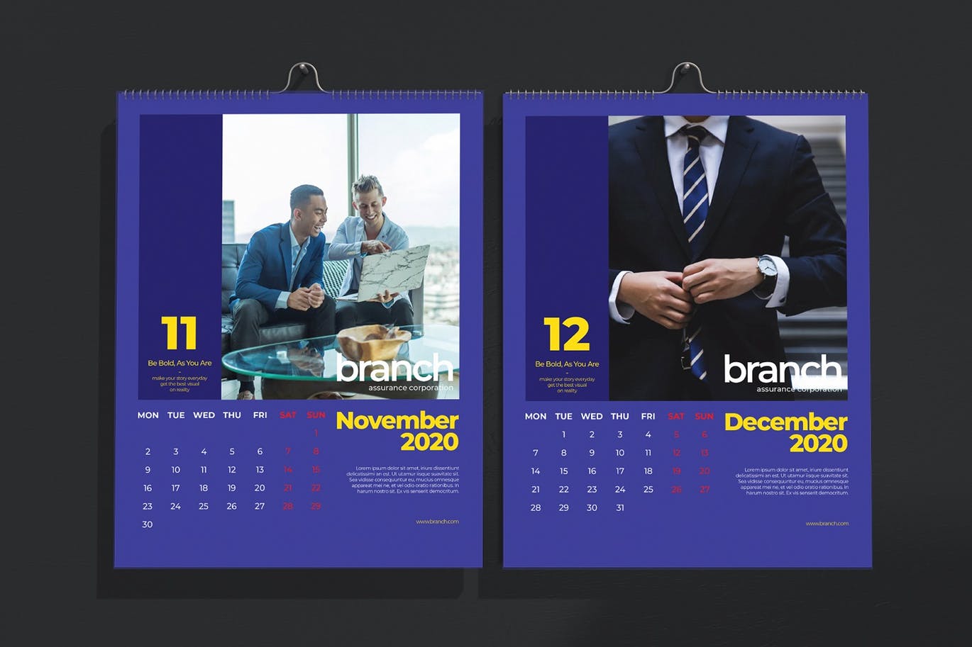 创意企业定制设计2020年挂历模板 Branch Assurance Wall Calendar 2020插图(6)