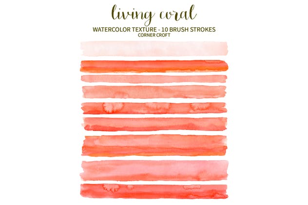 2019年流行色珊瑚红水彩纹理合集 Watercolor Texture Living Coral插图2