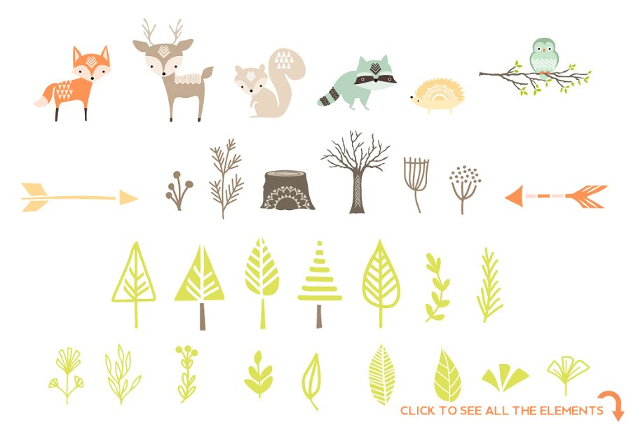 可爱的林地小动物元素 Baby Woodland Design Pack插图10