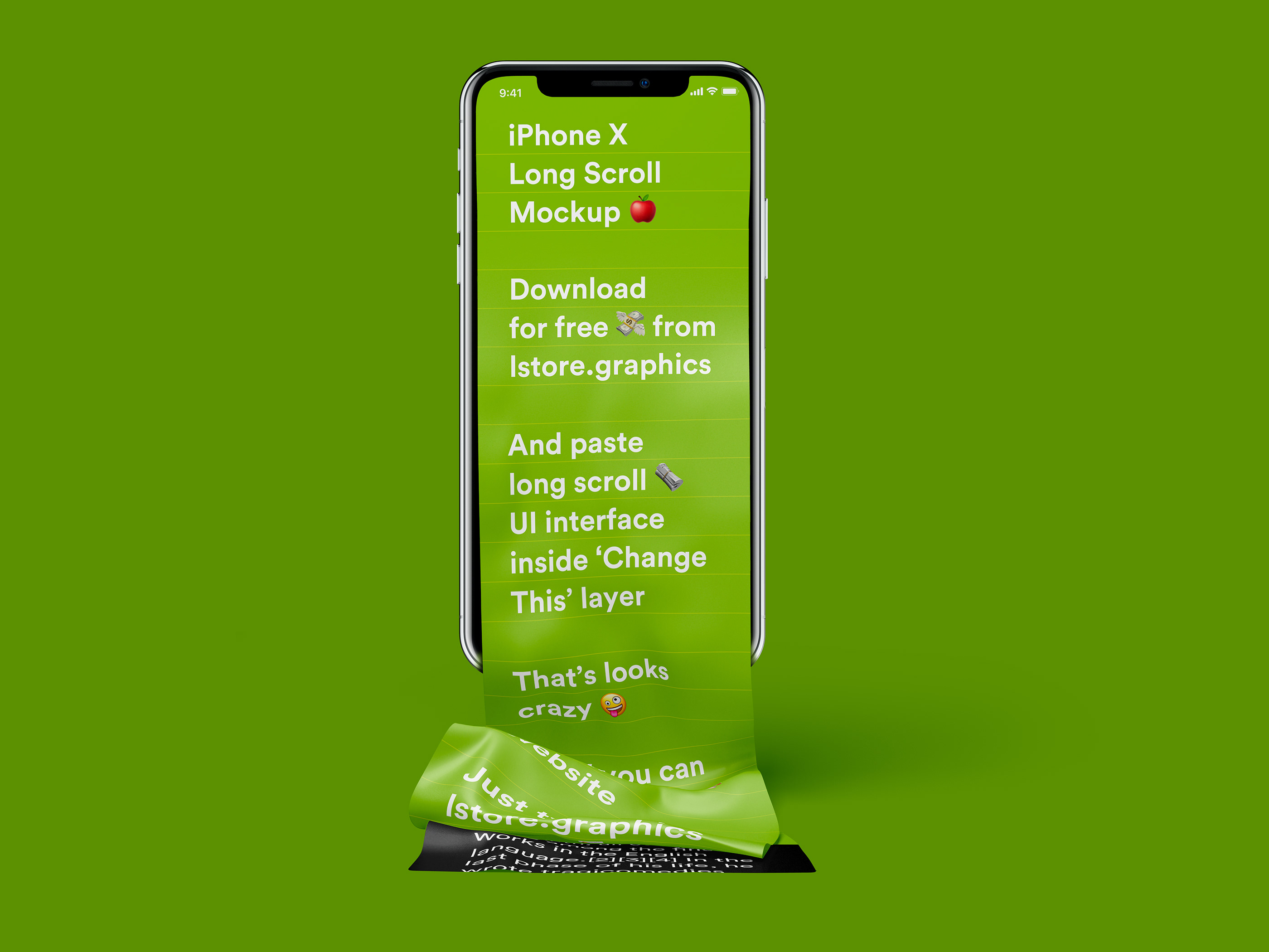 不一样的长滚动创意界面 iPhone X 样机 Free Long Scroll iPhone X Mockup插图(3)