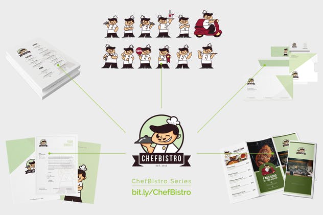 卡通图案餐馆饭店菜单传单设计模板 ChefBistro Food Menu Flyer插图(5)