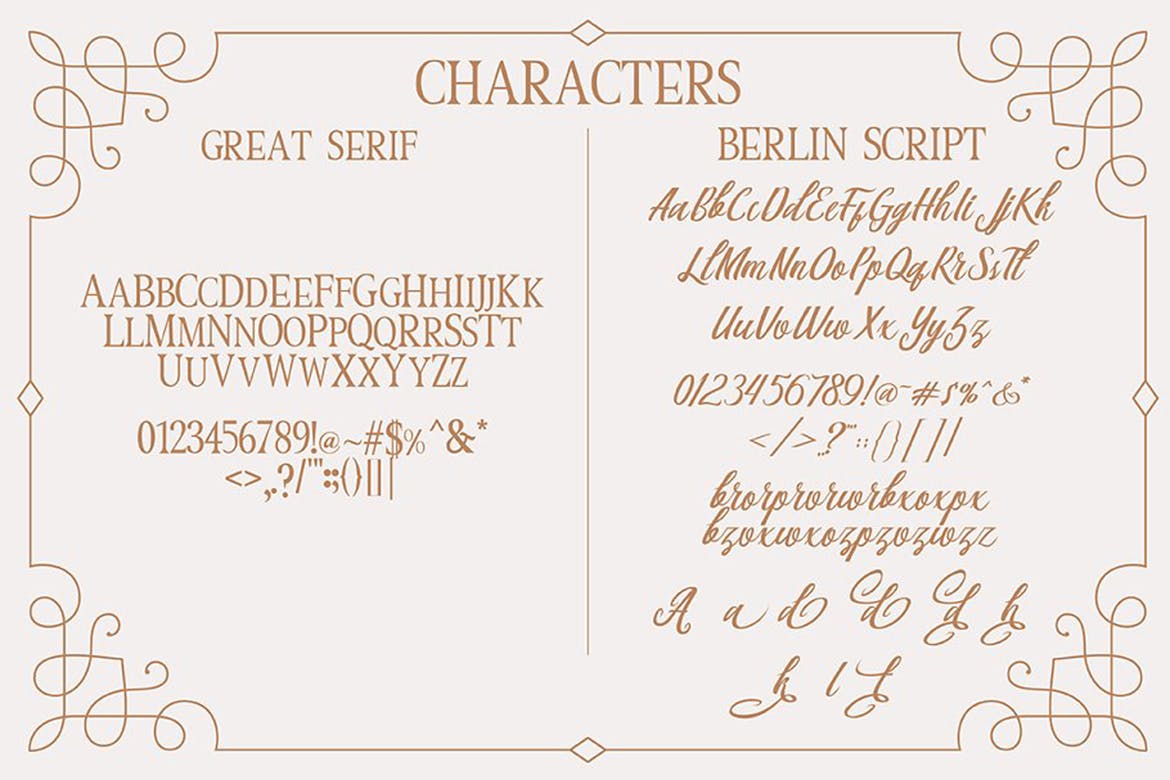 笔刷手写英文字体设计&版式设计衬线字体 Berlin Script + Great Serif插图(6)