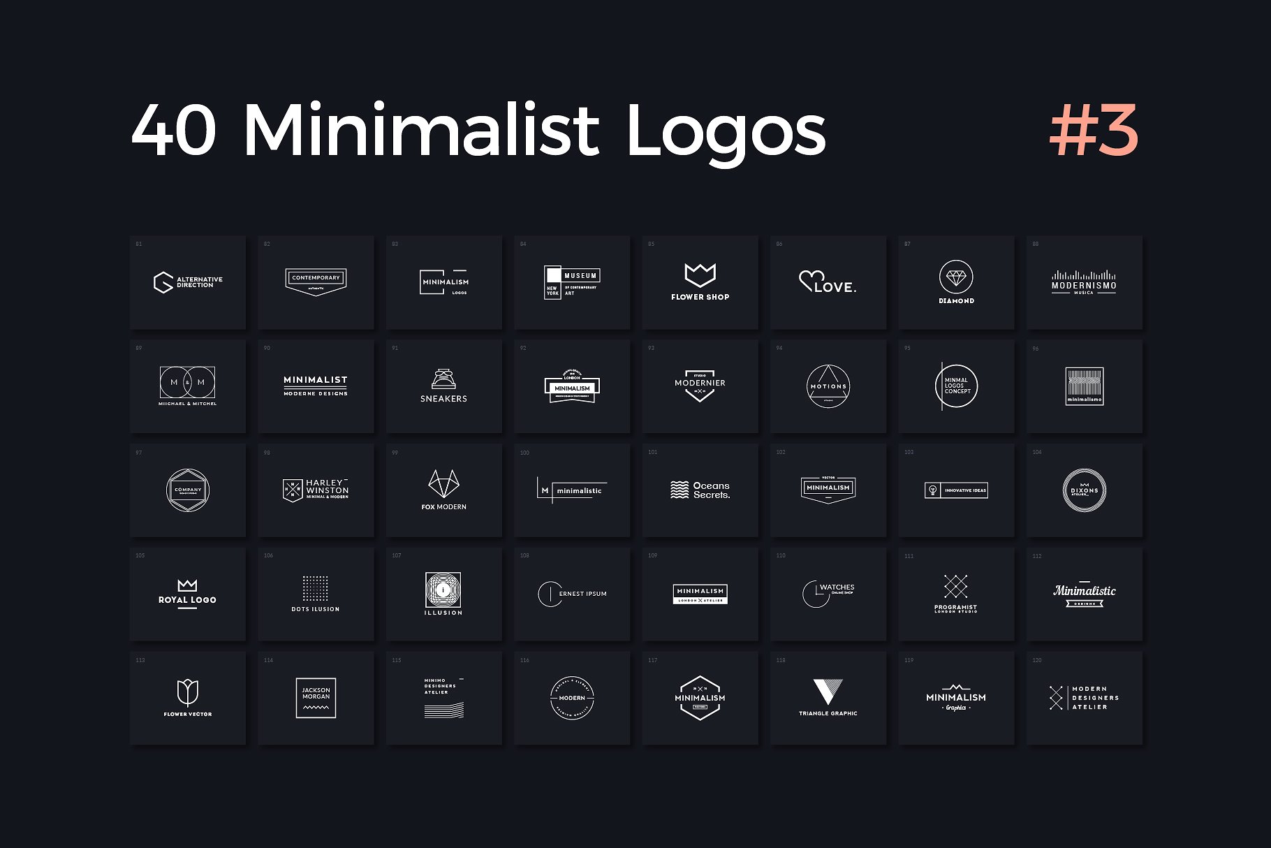 40款多用途的极简标志Logo模板V.3 40 Minimalist Logos Vol. 3插图