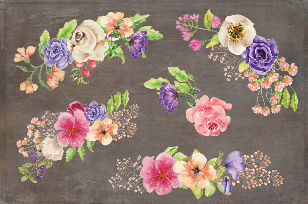 水彩手绘夏季混合花卉字母剪贴画PNG素材 Floral Alphabet: Mixed Summer Blooms插图5