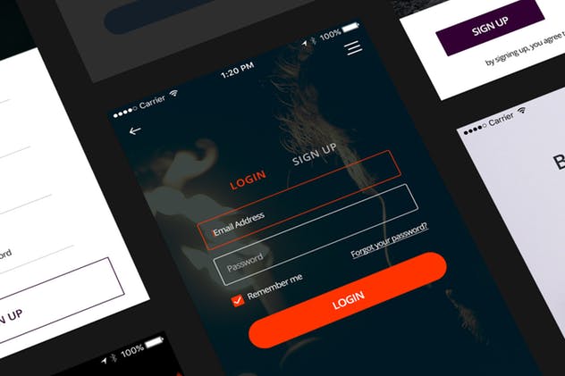 APP应用注册登陆表单界面设计模板 Bastion Mobile UI Kit | #02 Login-Signup插图(3)