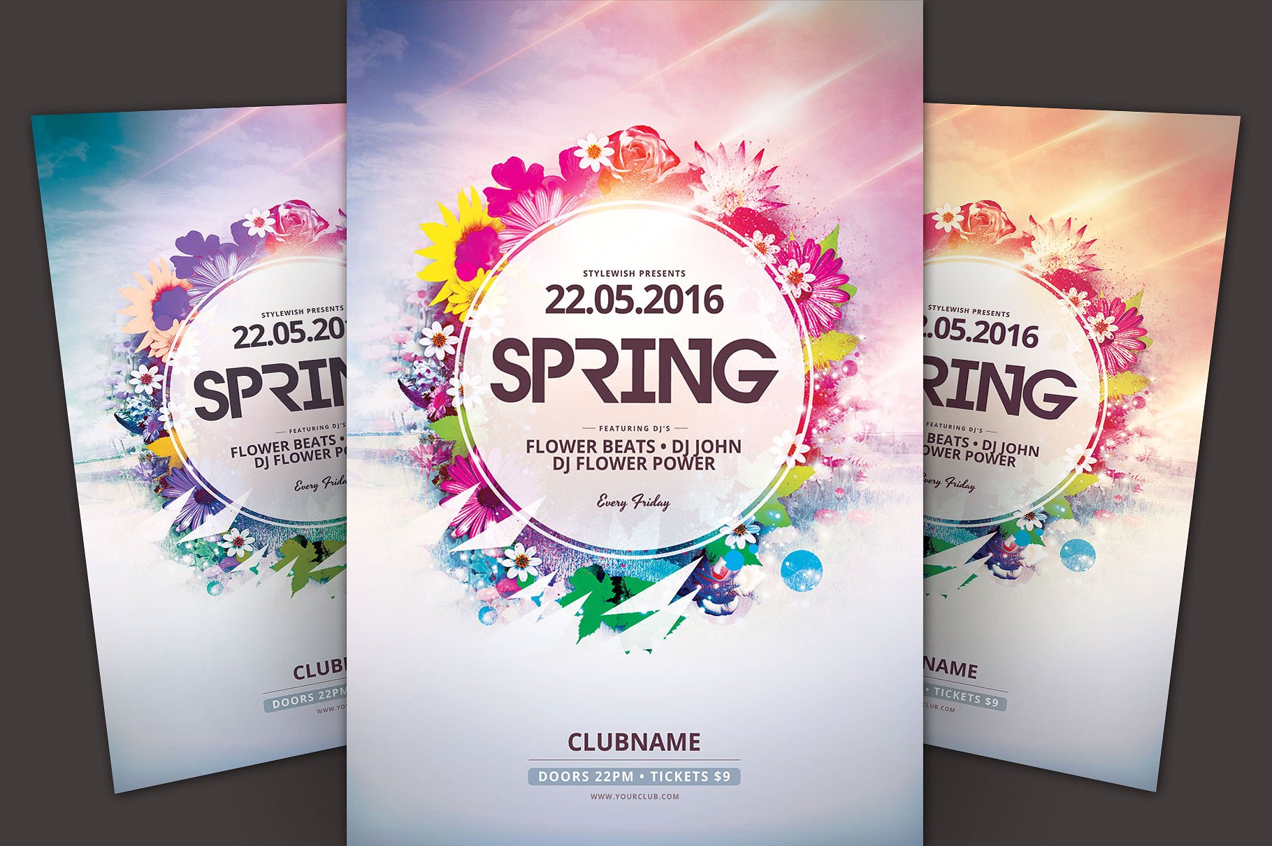 春天花卉传单海报模板 Spring Flyer Template插图