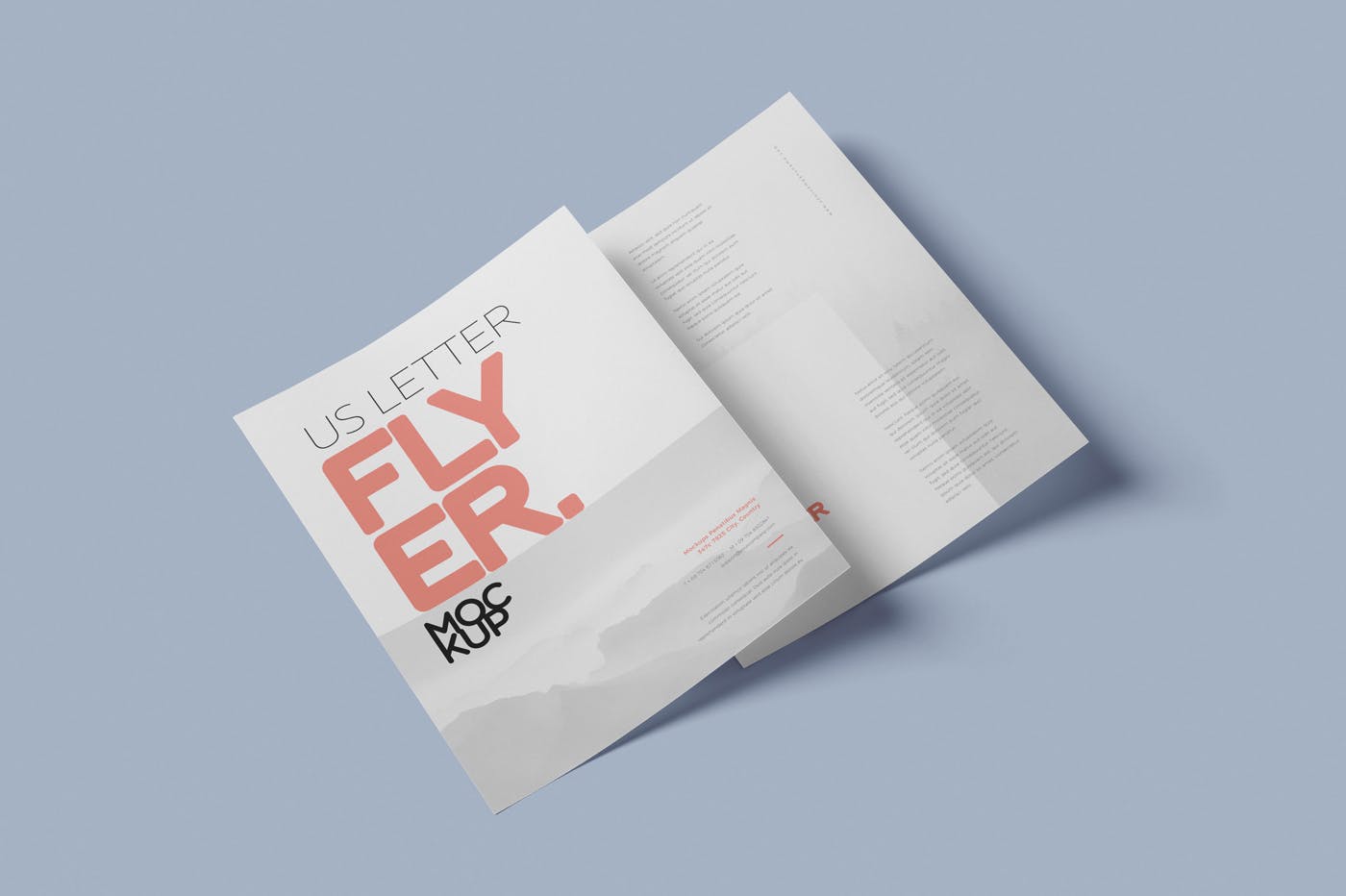 美国信纸设计规格企业传单设计效果图样机 US Letter Flyer Mock-Up插图(2)