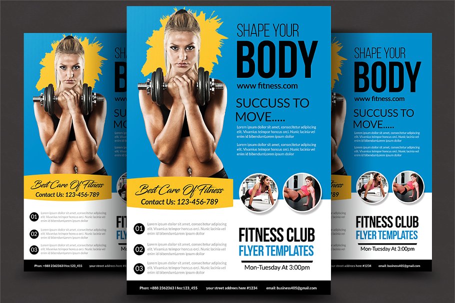 健身俱乐部促销活动广告海报模板 Fitness Flyer插图