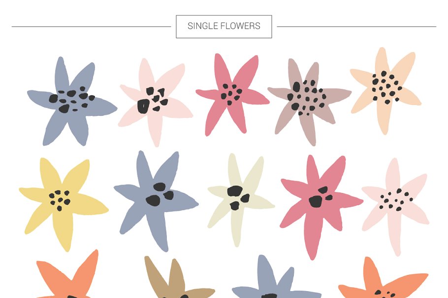 超级手绘花卉&叶子元素大礼包 Floral mega-bundle: 1267 elements插图(5)