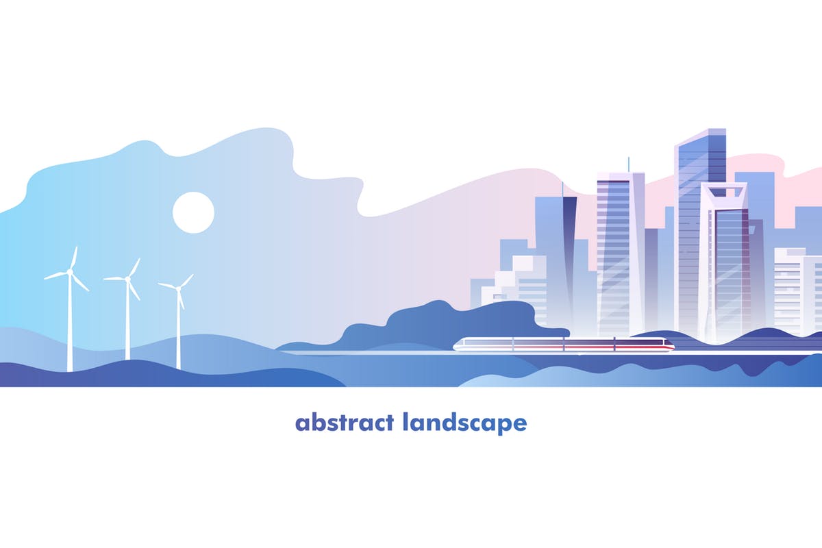 抽象城市发展景观概念插画v1 Abstract Urban Landscape插图