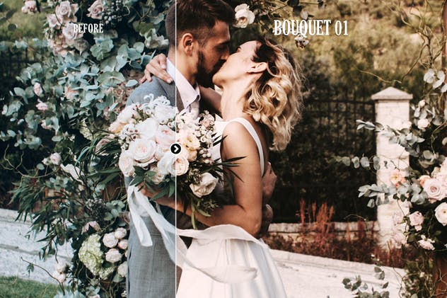 浪漫婚礼花束装饰PS动作 Bouquet Wedding Actions for Photoshop插图1