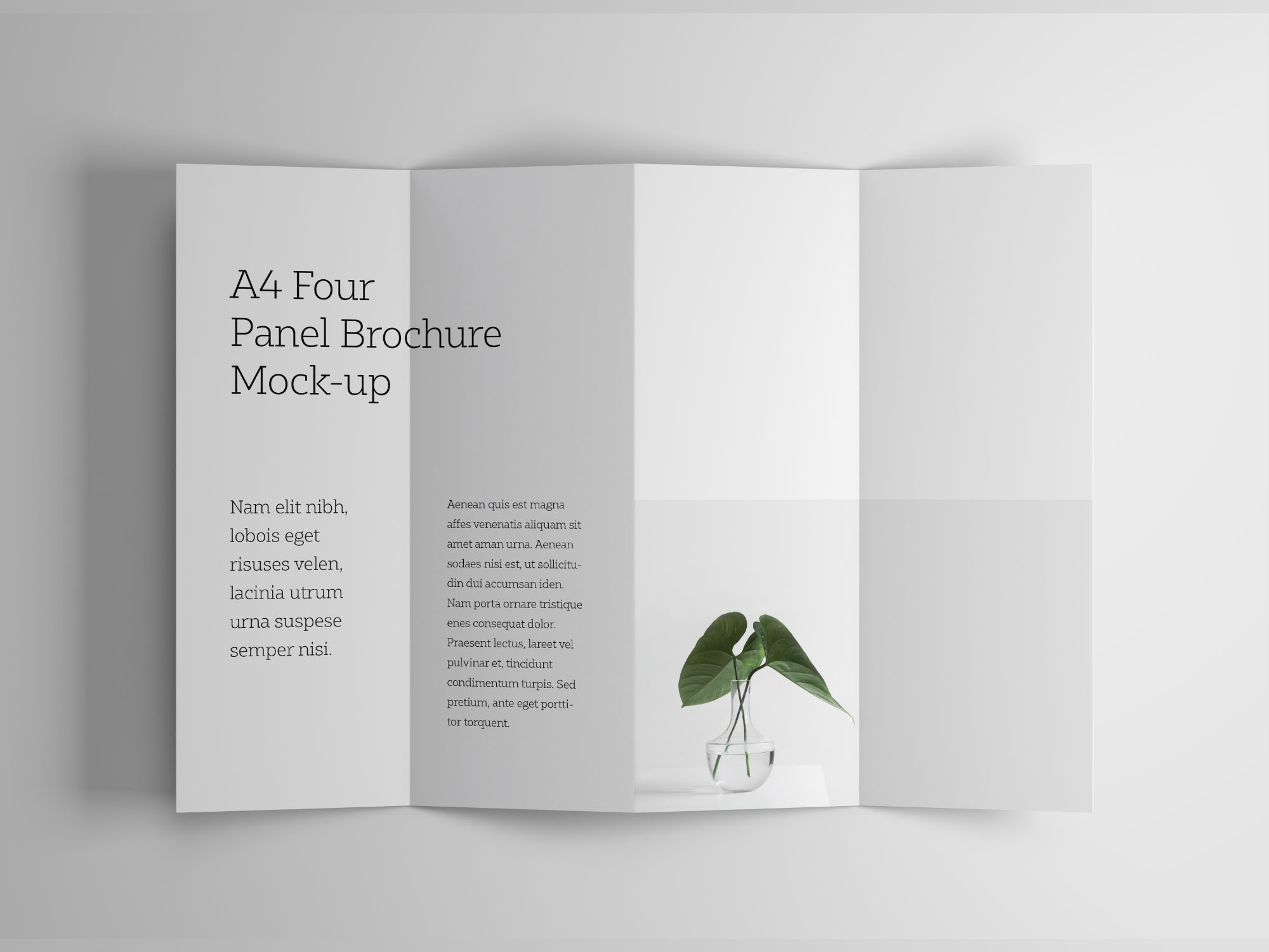 A4纸规格四折页宣传单设计样机模板 A4 Four Panel Brochure Mockup插图