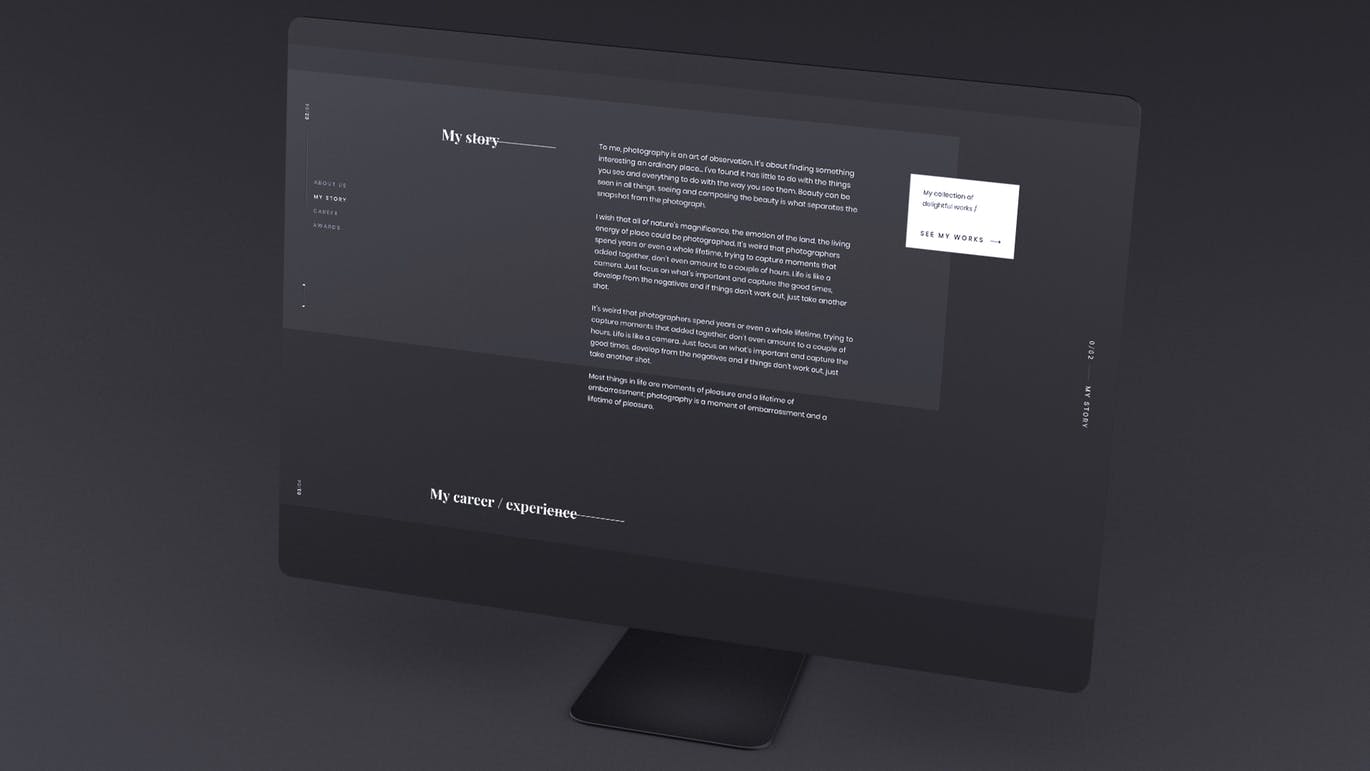 网站UI设计效果图预览黑色iMac电脑样机模板 Dark iMac Mockup插图8