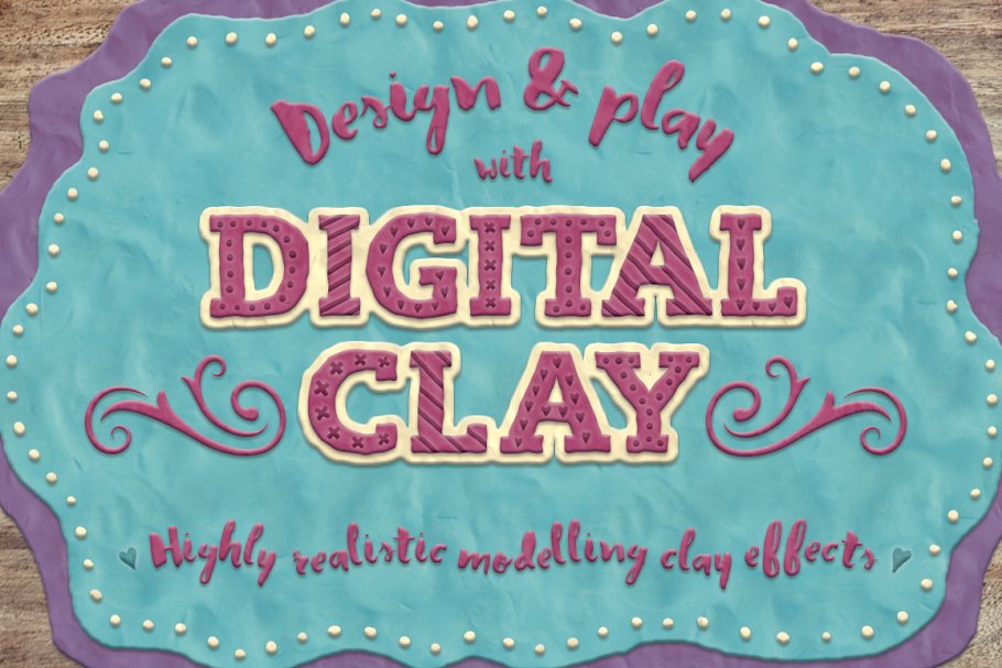 21种创意粘土手作图层样式 Digital Clay- Layer Styles & More插图