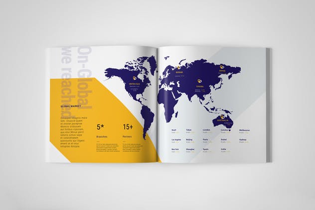 公司简介企业画册INDD设计模板 Square Company Profile插图(9)