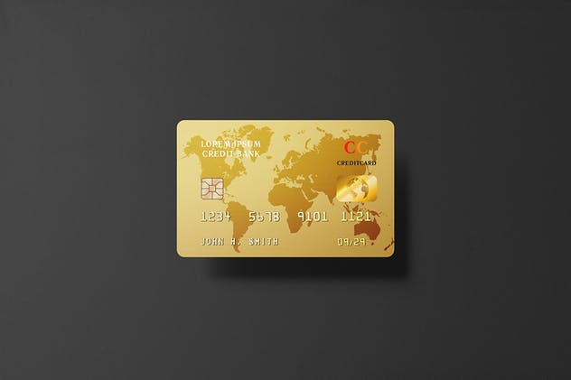 高端亮金风格银行信用卡样机 Golden Credit Card Mockup插图(7)