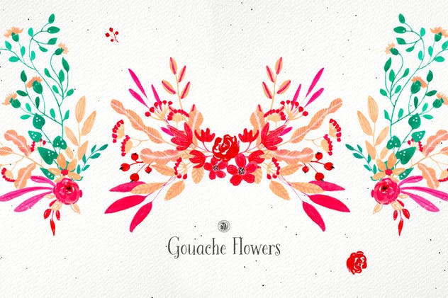 鲜艳水粉花卉插图合集 Gouache Flowers插图(2)