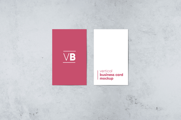 简约企业名片/卡片设计样机模板 Vertical Business Card Mockup插图(4)