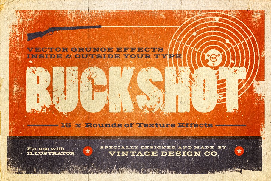 复古做旧印刷文本效果AI动作 BUCKSHOT Vector Type Effects插图