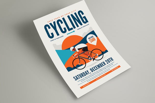 单车赛事活动海报设计模板 Cycling Event Flyer插图(3)