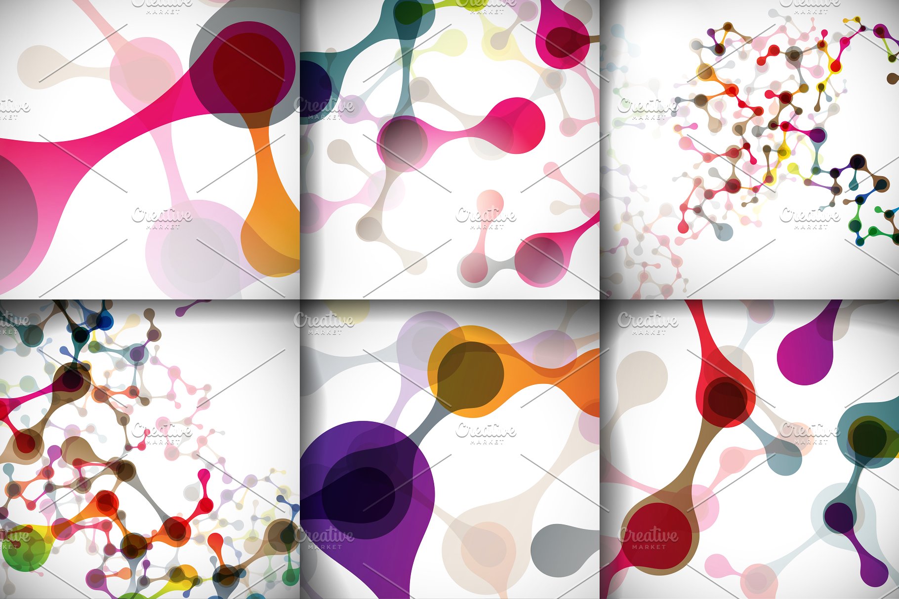 分子结构抽象图形背景纹理 Big set with molecular backgrounds.插图(4)