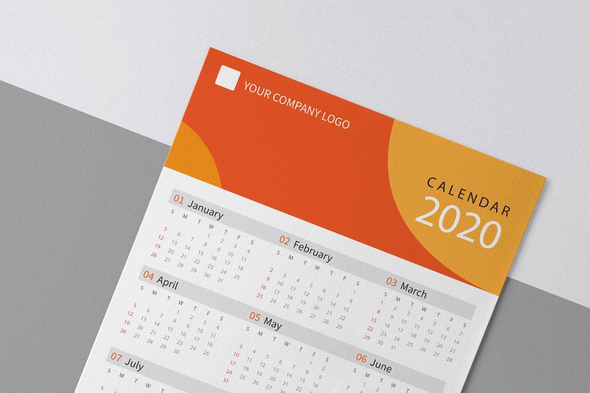 彩色几何图形2020日历表年历设计模板 Creative Calendar Pro 2020插图(1)