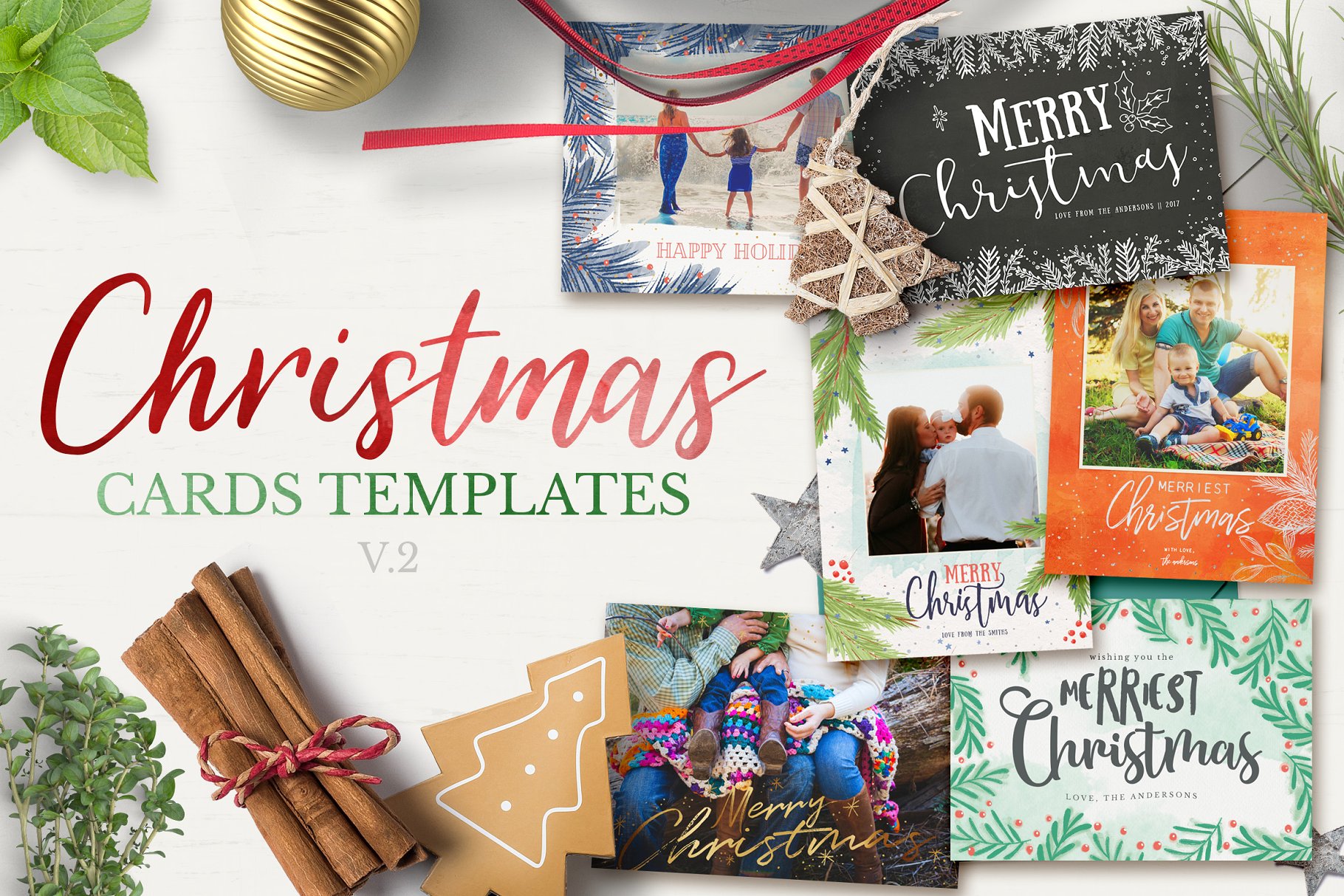 圣诞贺卡模板超级合集第二波 Christmas Cards Template v2插图