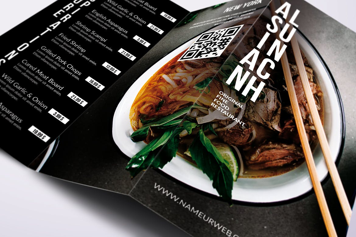 亚洲美食餐馆菜单设计模板合集 Asian Cuisine Elegant Food Menu Bundle插图6