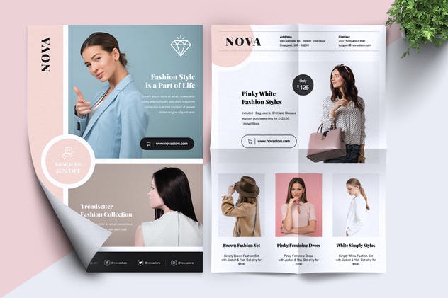 极简主义时尚行业品牌宣传传单设计模板 NOVA Minimal Fashion Flyer插图3
