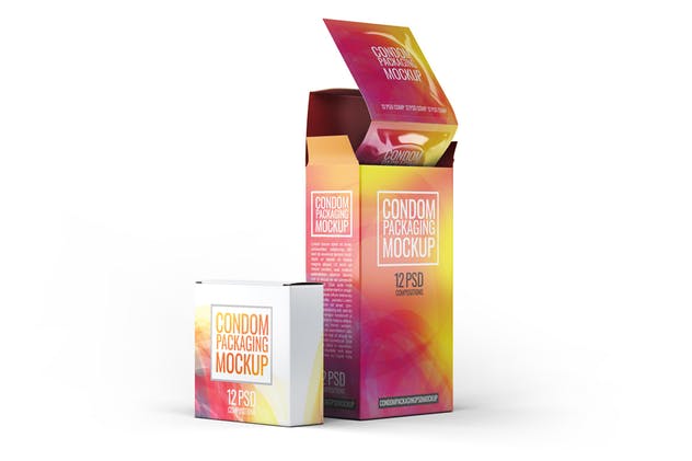 成人用品避孕套包装设计样机模板 Сondoms Packaging Mock-Up插图(2)