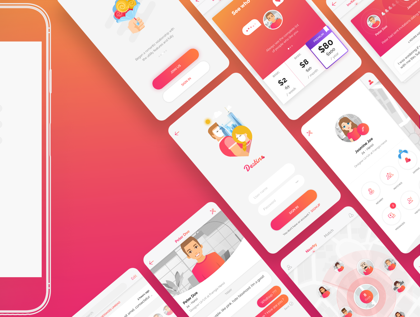 约会婚恋类 APP 套件 Destino Dating App UI KIT插图(1)