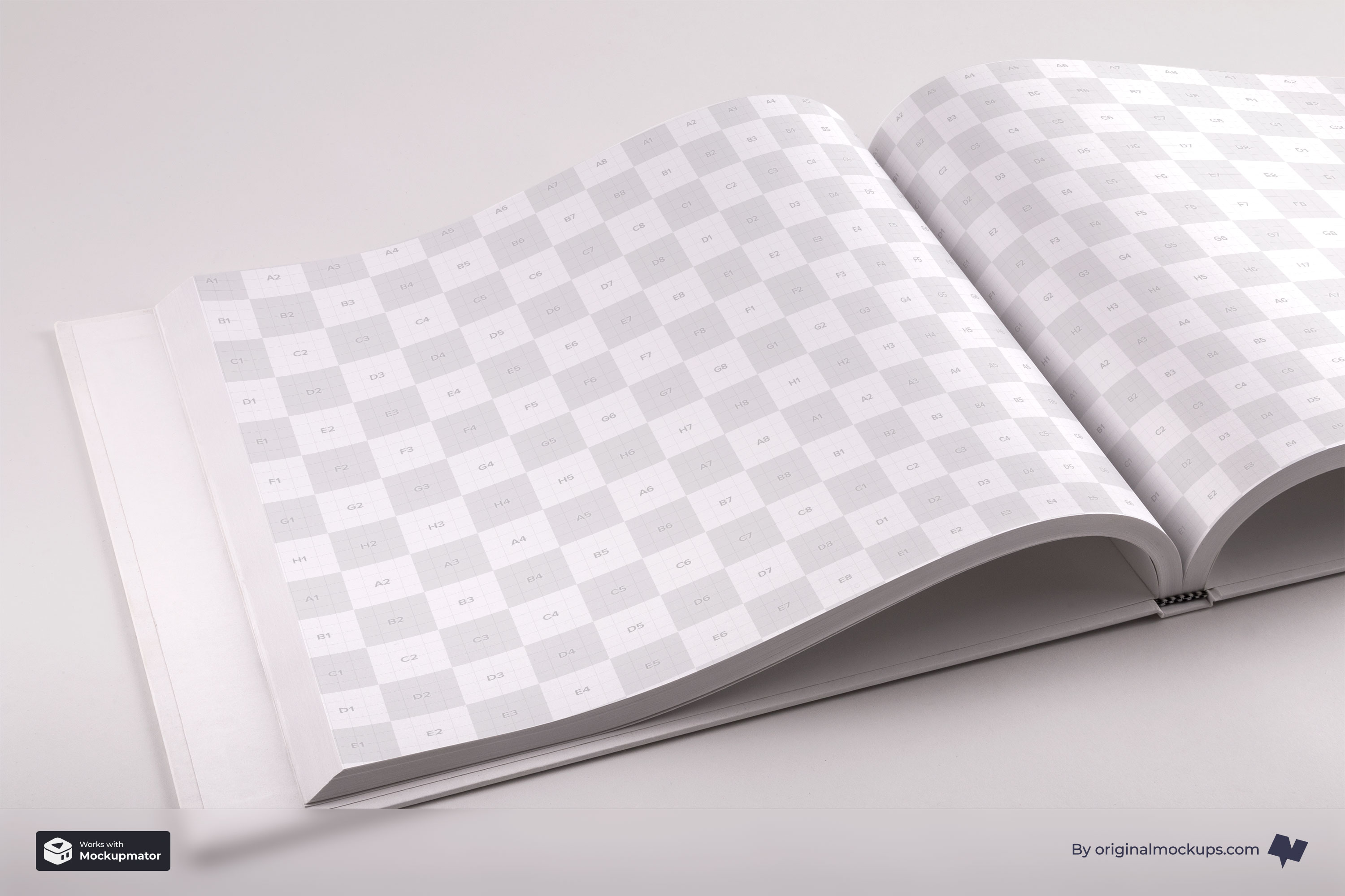 精装图书内页设计PSD样机模板01 Hardcover Large Landscape Book PSD Mockup 01插图(1)