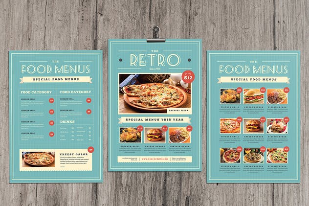 复古设计风格西式餐厅菜单设计PSD模板 Retro Vintage Food Menu插图(1)