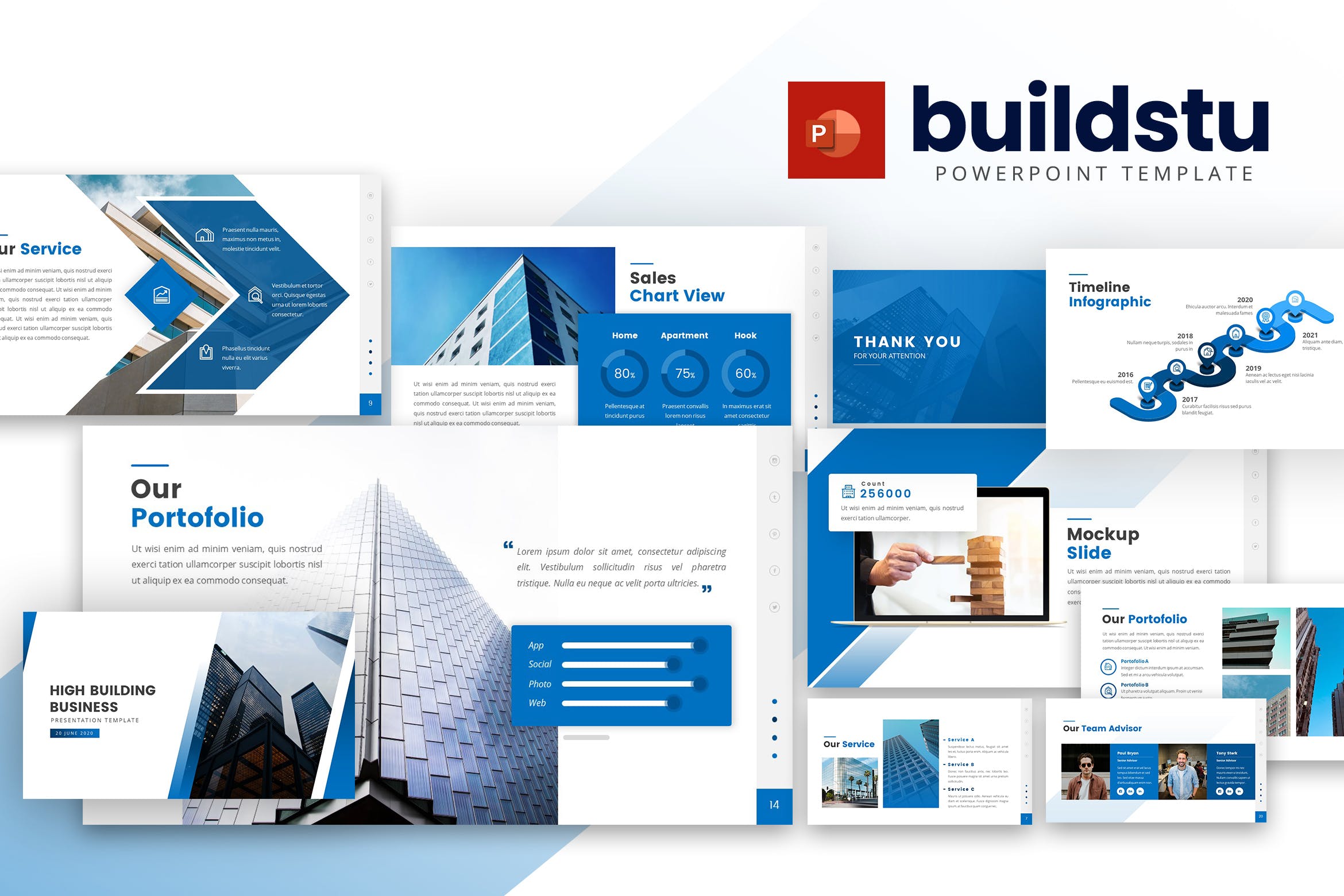 高级写字楼物业管理/租赁服务公司介绍PPT幻灯片模板 Buildstu – Business Powerpoint Template插图