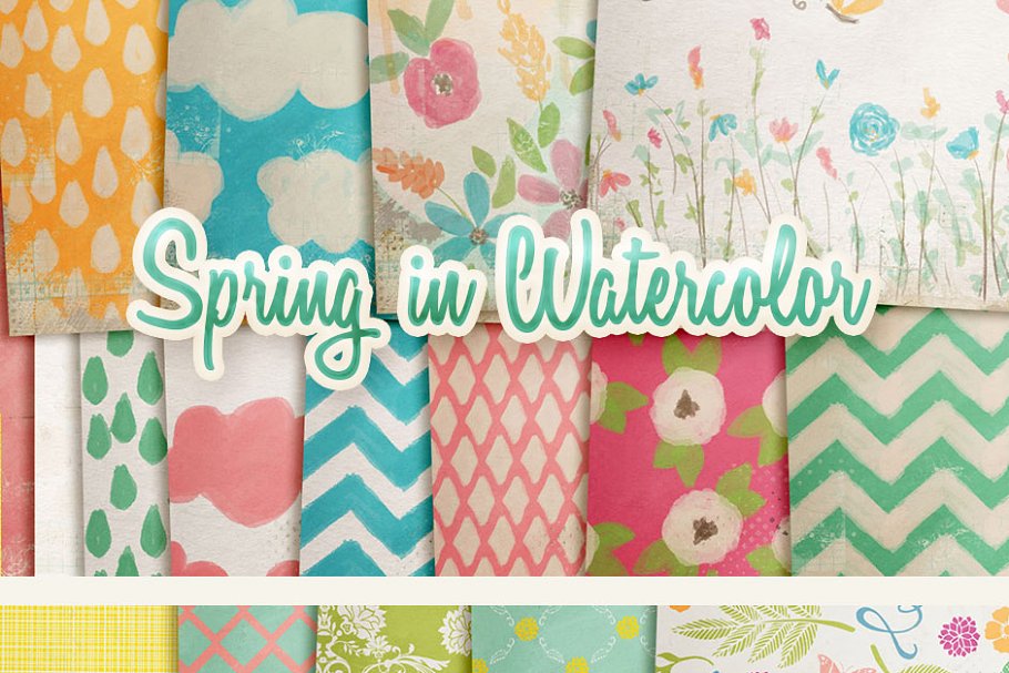 春季大自然色彩纸张包装纸纹理 Spring Digital Papers Collections插图2
