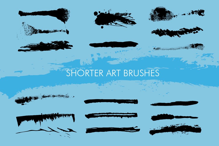 60款飞溅、笔画&污迹笔墨AI笔刷 60 Messy Illustrator Brushes插图(3)