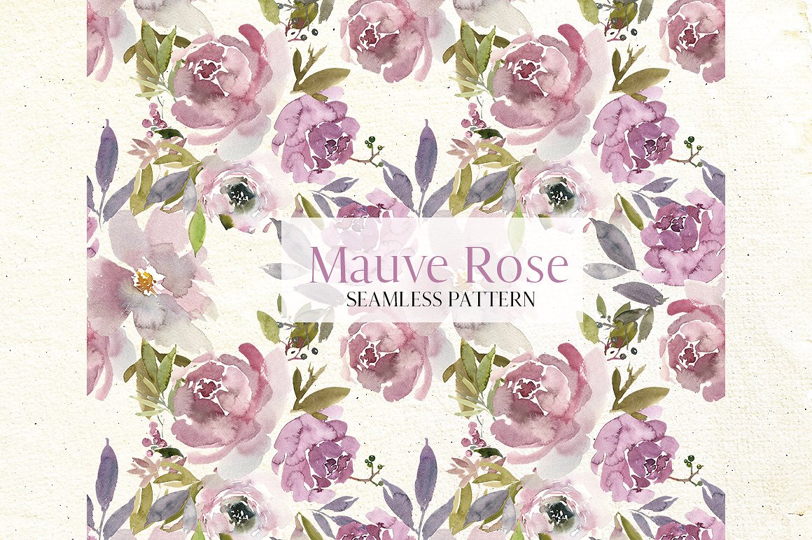淡紫色玫瑰水彩花卉剪贴画 Mauve Rose Watercolor Floral Clipart插图4