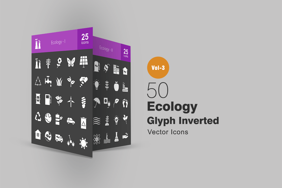 50枚生态环境主题图标素材 50 Ecology Glyph Inverted Icons插图