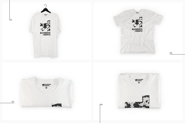时尚白色皱纹T恤服装样机 White T-Shirt Presentation Mockup插图3