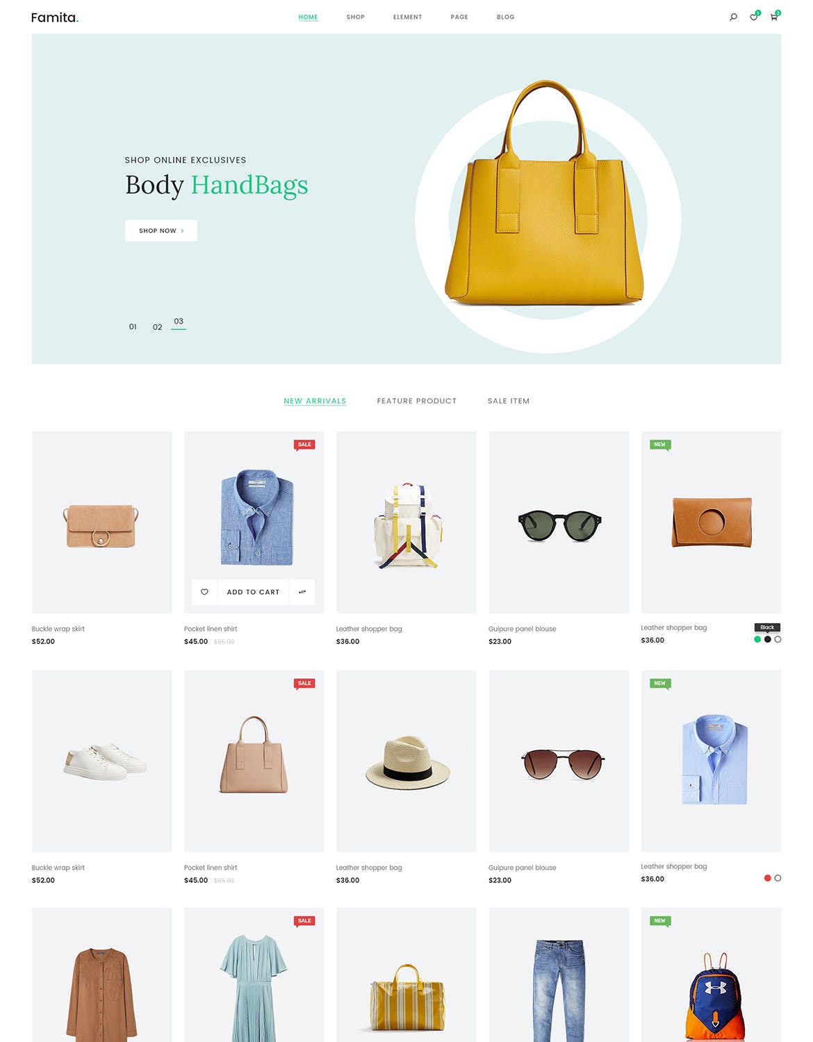 现代极简设计理念网上商城设计PSD模板 Famita | Minimalist WooCommerce Psd Template插图3