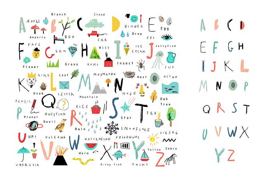 6款可爱时尚的字母表插画 6 ALPHABETS插图(9)