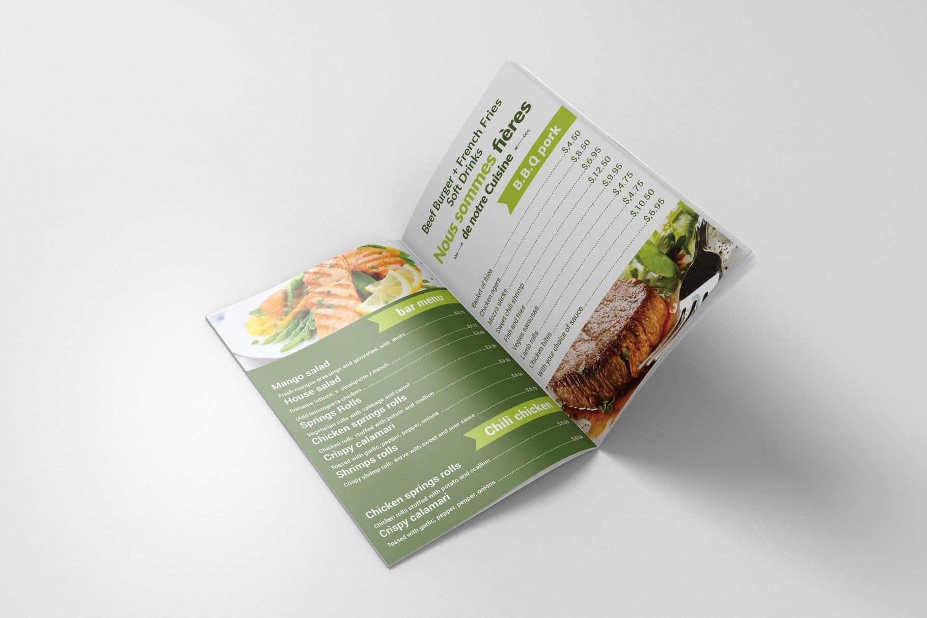 双折页西式快餐餐厅食品菜单模板 Bi-fold Restaurant Food Menu插图(2)