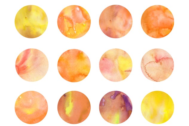黄橙色水彩肌理纹理素材系列套装Vol.5 Yellow & Orange Watercolors – Volume 5插图(1)