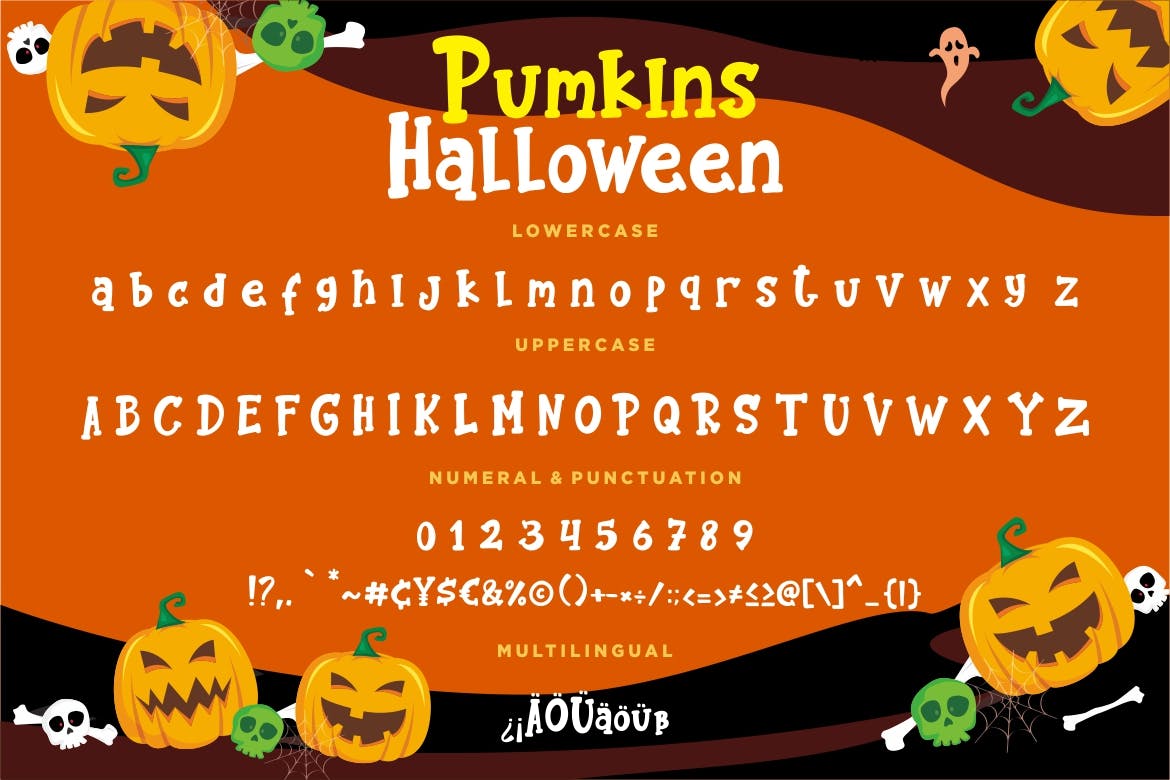 万圣节主题设计英文粗体字体 Pumkins Halloween Fun Typeface插图6