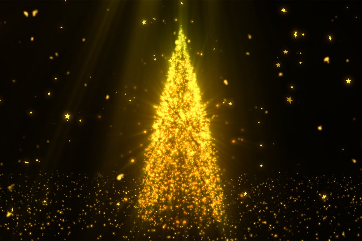 闪闪发光圣诞树圣诞节背景素材 Christmas Tree Glitters插图1