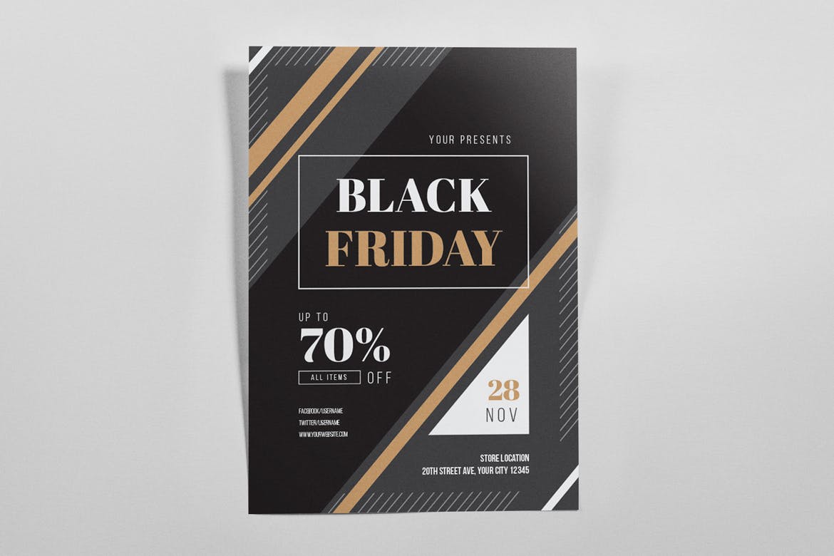 商务设计风格黒五打折活动海报传单设计模板 Black Friday 2018 Flyers插图(4)